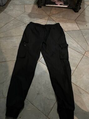 Standard Issue Black Cargo Pants with Elastic Waistband